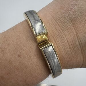 J.Crew Cuff Hinged Bracelet Gold and Silver Tone Hammered Silver Smooth Gold NWT